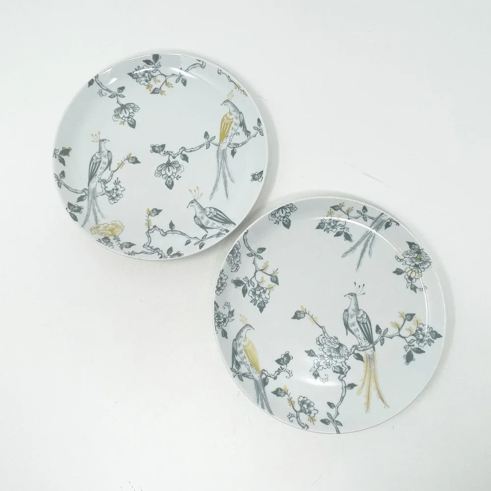 Vivo Villeroy & Boch Breakfast Plate 2pc Set 21cm White Gold Peacock Decorative